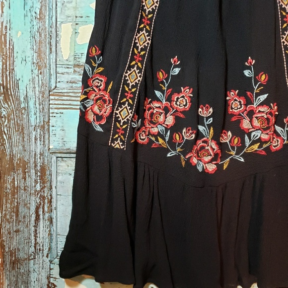Xhilaration Floral Enbroidered Black Sundress S - Picture 5 of 9